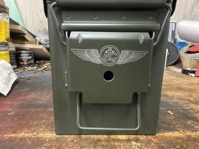Custom U.S. Navy aircrew wing engraved ammo can