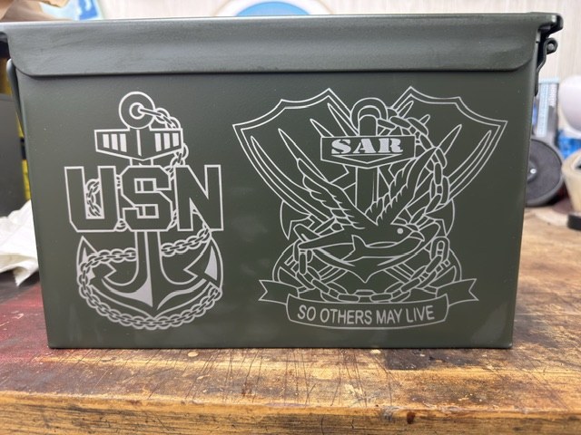 Custom Navy Chief and Sailor anchor engraved ammo can
